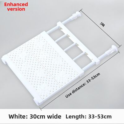 OEM Étagère De Rangement Télescopique Sans Perçage (blanc, 33-53x42 Cm) - Publicité OEM Étagère De Rangement Télescopique Sans Perçage (blanc, 33-53x42 Cm) - Publicité