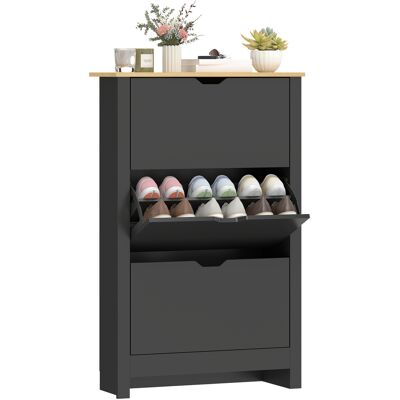 OEM Armoire À Chaussures 3 Portes Abattantes 2 Compartiments Panneaux Particules Noir Chêne - Publicité OEM Armoire À Chaussures 3 Portes Abattantes 2 Compartiments Panneaux Particules Noir Chêne - Publicité