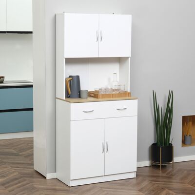 OEM Buffet Haut Cuisine Armoire De 4 Portes Tiroir Plan Travail Et Étagères Réglables 80x40x180cm Blanc - Publicité OEM Buffet Haut Cuisine Armoire De 4 Portes Tiroir Plan Travail Et Étagères Réglables 80x40x180cm Blanc - Publicité