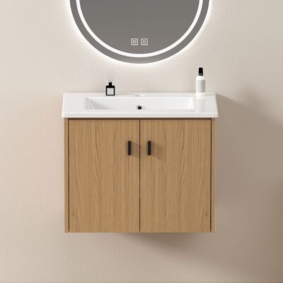 ACKERMAN Armoire De Salle De Bain 60cm En Chêne Clair. Armoire À Rangement Généreux - 2 Portes À Fermeture Douce - Publicité ACKERMAN Armoire De Salle De Bain 60cm En Chêne Clair. Armoire À Rangement Généreux - 2 Portes À Fermeture Douce - Publicité