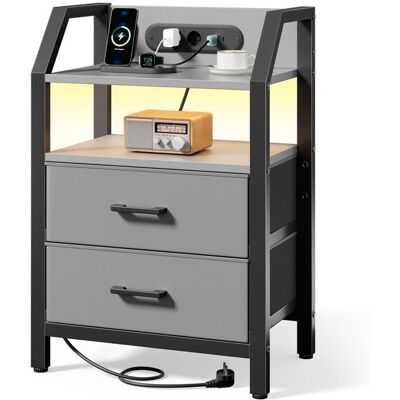OEM Ecofurnix Tables De Chevet Avec Led, Table De Nuit Avec Prises & Ports Usb, Table D'Appoint Avec 2 Tiroirs En Tissu-gris - Publicité OEM Ecofurnix Tables De Chevet Avec Led, Table De Nuit Avec Prises & Ports Usb, Table D'Appoint Avec 2 Tiroirs En Tissu-gris - Publicité