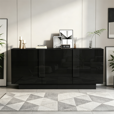 LEMONBEST Buffet 35x160x60 Cm Sideboard Avec 3 Portes Et 6 Compartiments De Rangement, Design Moderne,noir - Publicité LEMONBEST Buffet 35x160x60 Cm Sideboard Avec 3 Portes Et 6 Compartiments De Rangement, Design Moderne,noir - Publicité