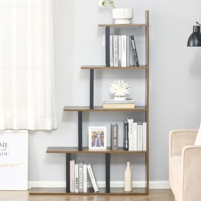 OEM Homcom Étagère Bibliothèque Séparateur De Pièce Style Industriel En Escalier - 5 Étagères, 102x30x160cm, Brun Rustique - Publicité OEM Homcom Étagère Bibliothèque Séparateur De Pièce Style Industriel En Escalier - 5 Étagères, 102x30x160cm, Brun Rustique - Publicité