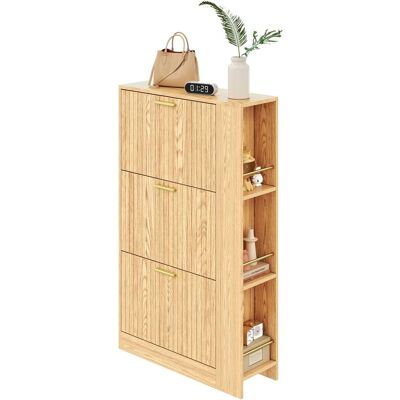 ACKERMAN Meuble À Chaussures Moderne Et Minimaliste En Bois, Design À Trois Portes, Grande Capacité, Étagères Ouvertes, Élégant Et Pratique, Idéal Pour Une Entrée/un Hall. Publicité ACKERMAN Meuble À Chaussures Moderne Et Minimaliste En Bois, Design À Trois Portes, Grande Capacité, Étagères Ouvertes, Élégant Et Pratique, Idéal Pour Une Entrée/un Hall. Publicité