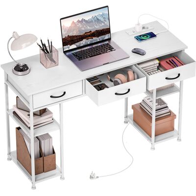 OEM Bureau Rangement Prises De Courant 3 Tiroirs Tissu 4 Étagères 120x40x76 Cm Blanc - Publicité OEM Bureau Rangement Prises De Courant 3 Tiroirs Tissu 4 Étagères 120x40x76 Cm Blanc - Publicité