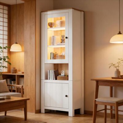 OEM Vitrine Autoportante De 70 X 40 X 188 Cm De Hauteur, À Deux Portes, Six Étagères, Panneau Arrière Aspect Bois Naturel, Étagères Réglables, Vitrine En Verre Avec Éclairage Led, Coloris Blanc Et Bois Na - Publicité OEM Vitrine Autoportante De 70 X 40 X 188 Cm De Hauteur, À Deux Portes, Six Étagères, Panneau Arrière Aspect Bois Naturel, Étagères Réglables, Vitrine En Verre Avec Éclairage Led, Coloris Blanc Et Bois Na - Publicité