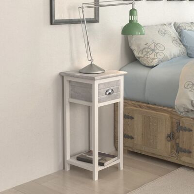 Maison La Vie Table De Chevet Table De Nuit - Avec 1 Tiroir Gris Et Blanc - Publicité Maison La Vie Table De Chevet Table De Nuit - Avec 1 Tiroir Gris Et Blanc - Publicité