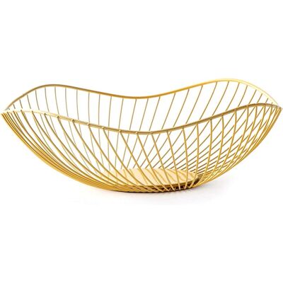 GRASSLIN 1 Corbeille À Fruits Métal, Design Vague Doré, Grand Saladier Aéré, Panier Rangement Cuisine - Publicité GRASSLIN 1 Corbeille À Fruits Métal, Design Vague Doré, Grand Saladier Aéré, Panier Rangement Cuisine - Publicité