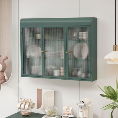 ACKERMAN 3 Door Arched Wall Mounted Glass Cabinets For Kitchen, Living Room And Bathroom(dark Green) - Publicité ACKERMAN 3 Door Arched Wall Mounted Glass Cabinets For Kitchen, Living Room And Bathroom(dark Green) - Publicité