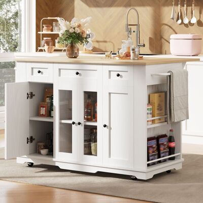 ACKERMAN Îlot De Cuisine, Cloisons Amovibles, Meuble De Cuisine, Desserte Avec Plan De Travail, Buffet, Desserte Imitation Bois, Buffet, Vitrine En Verre Trempé, Blanc - Publicité ACKERMAN Îlot De Cuisine, Cloisons Amovibles, Meuble De Cuisine, Desserte Avec Plan De Travail, Buffet, Desserte Imitation Bois, Buffet, Vitrine En Verre Trempé, Blanc - Publicité