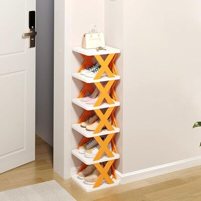 ALVIOR Porte-chaussures - 6 Niveaux - Pp - 26 X 24 X 83,5 Cm - Pour Couloir Salon Vestiaire - 1 Pièce - Publicité ALVIOR Porte-chaussures - 6 Niveaux - Pp - 26 X 24 X 83,5 Cm - Pour Couloir Salon Vestiaire - 1 Pièce - Publicité