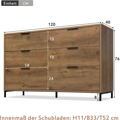 MIDUODUO Commode,buffet Avec 6 Tiroirs,120 X 40 X 76 Cm En Chêne Foncé,table Haute De Buffet Pour Chambres Et Tous Les Salons - Publicité MIDUODUO Commode,buffet Avec 6 Tiroirs,120 X 40 X 76 Cm En Chêne Foncé,table Haute De Buffet Pour Chambres Et Tous Les Salons - Publicité