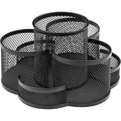 LUMIERE Organiseur De Bureau Rotatif En Maille Métallique Noire Porte-stylo Rotatif Organiseur De Maquillage Rotatif 7 Compartiments H11 X L17,5 X P17,5 Cm - Publicité LUMIERE Organiseur De Bureau Rotatif En Maille Métallique Noire Porte-stylo Rotatif Organiseur De Maquillage Rotatif 7 Compartiments H11 X L17,5 X P17,5 Cm - Publicité