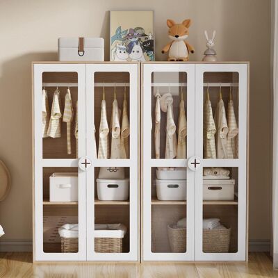 OEM Armoire Enfant, Armoire À Double Porte, Armoire À Portes Acryliques, Avec Penderie, Ensemble De 2 Éléments, Blanc Et Bois Naturel, Panneaux Laqués Et Aggloméré, 160 × 50 × 150 Cm - Publicité OEM Armoire Enfant, Armoire À Double Porte, Armoire À Portes Acryliques, Avec Penderie, Ensemble De 2 Éléments, Blanc Et Bois Naturel, Panneaux Laqués Et Aggloméré, 160 × 50 × 150 Cm - Publicité