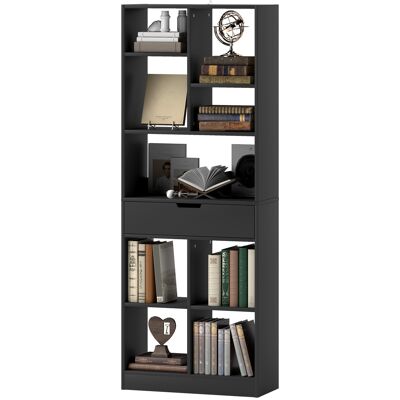 OEM Bibliothèque Meuble De Rangement Avec Tiroir Et Étagères Ouvertes, 60 X 26 X 158 Cm, Noir - Publicité OEM Bibliothèque Meuble De Rangement Avec Tiroir Et Étagères Ouvertes, 60 X 26 X 158 Cm, Noir - Publicité