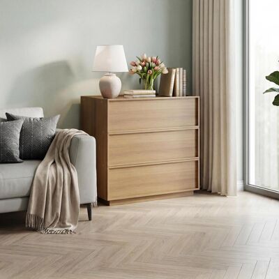 OEM Commode À Trois Tiroirs, Armoire/meuble De Rangement Moderne En Bois, Coiffeuse, Idéale Pour Le Salon, La Chambre Ou L'Entrée, Coloris Chêne. Publicité OEM Commode À Trois Tiroirs, Armoire/meuble De Rangement Moderne En Bois, Coiffeuse, Idéale Pour Le Salon, La Chambre Ou L'Entrée, Coloris Chêne. Publicité