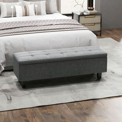 ALLAUVE Banquette De Rangement Moderne Avec Housse Aspect Lin Gris Foncé Et Pieds En Bois, Parfaite Pour Couloir, Chambre Ou Salon, Dimensions 138 X 40 X 45 Cm - Publicité ALLAUVE Banquette De Rangement Moderne Avec Housse Aspect Lin Gris Foncé Et Pieds En Bois, Parfaite Pour Couloir, Chambre Ou Salon, Dimensions 138 X 40 X 45 Cm - Publicité