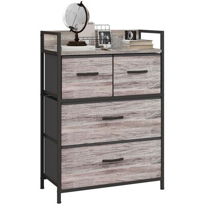 OEM Meuble De Rangement Style Industriel Commode 4 Tiroirs En Tissu Pliables Et Amovibles Et 1 Étagère 60 X 29 X 85 Cm Gris - Publicité OEM Meuble De Rangement Style Industriel Commode 4 Tiroirs En Tissu Pliables Et Amovibles Et 1 Étagère 60 X 29 X 85 Cm Gris - Publicité