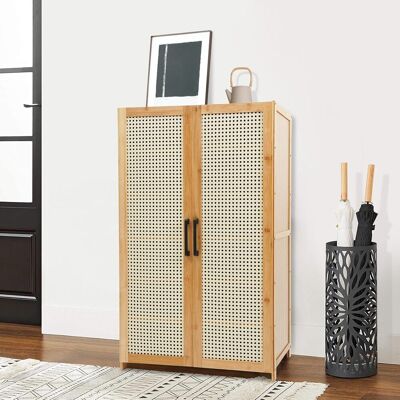 CNCEST Meuble Chaussures À 6 Niveaux En Bambou, Armoire À Chaussures Style Naturel, 5933100cm, 2 Portes Ventilées, Charge 10 Kg/étagère, Pour Entrée Couloir Salon Chambre - Publicité CNCEST Meuble Chaussures À 6 Niveaux En Bambou, Armoire À Chaussures Style Naturel, 5933100cm, 2 Portes Ventilées, Charge 10 Kg/étagère, Pour Entrée Couloir Salon Chambre - Publicité