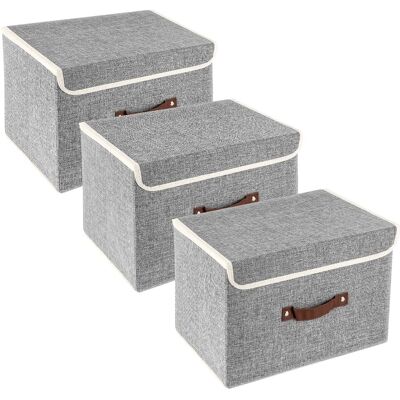 OEM Boîte De Rangement Tissu Lavable Avec Couvercle - Lot De 3, 38x25x25 Cm, Gris - Publicité OEM Boîte De Rangement Tissu Lavable Avec Couvercle - Lot De 3, 38x25x25 Cm, Gris - Publicité