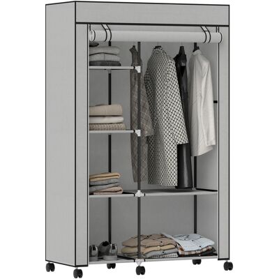 OEM Armoire En Tissu De Rangement, 6 Étagères + 1 Tringle À Vêtements, Gris Clair - Publicité OEM Armoire En Tissu De Rangement, 6 Étagères + 1 Tringle À Vêtements, Gris Clair - Publicité