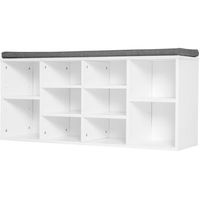 ARRIGONI Banc A Chaussures Avec Rangement 8-10 Paires Etageres Reglables Blanc 104x30x48 Cm - Publicité ARRIGONI Banc A Chaussures Avec Rangement 8-10 Paires Etageres Reglables Blanc 104x30x48 Cm - Publicité