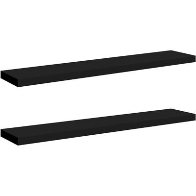 Maison La Vie Lot De 2 Étagères Murales Étagères Flottantes - Noir 120x23,5x3,8 Cm Mdf - Publicité Maison La Vie Lot De 2 Étagères Murales Étagères Flottantes - Noir 120x23,5x3,8 Cm Mdf - Publicité