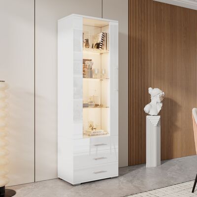 ACKERMAN Vitrine Blanche Laquée Brillante, Vitrine En Verre, Vitrine Autoportante Avec Éclairage Led, Vitrine Verticale À 3 Tiroirs, 60 X 35 X 180 Cm - Publicité ACKERMAN Vitrine Blanche Laquée Brillante, Vitrine En Verre, Vitrine Autoportante Avec Éclairage Led, Vitrine Verticale À 3 Tiroirs, 60 X 35 X 180 Cm - Publicité