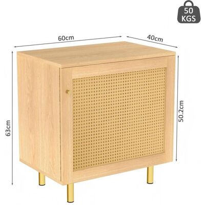 ALLAUVE Buffet Rustique En Rotin, Meuble De Rangement À Une Porte, Table De Chevet Ou Armoire Pour Salle À Manger. Aspect Bois Naturel - 63 Cm De Haut, 60 Cm De Large, 40 Cm De Profondeur - Publicité ALLAUVE Buffet Rustique En Rotin, Meuble De Rangement À Une Porte, Table De Chevet Ou Armoire Pour Salle À Manger. Aspect Bois Naturel - 63 Cm De Haut, 60 Cm De Large, 40 Cm De Profondeur - Publicité
