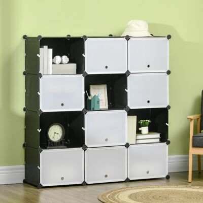 OEM Homcom Meuble Rangement 12 Cases Portes 125x32x125 Cm Noir - Publicité OEM Homcom Meuble Rangement 12 Cases Portes 125x32x125 Cm Noir - Publicité
