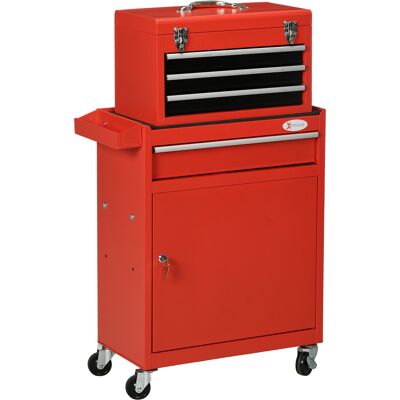 ARRIGONI Chariot A Outils 2 En 1 Avec Caisse Amovible Et Armoire Verrouillable En Acier Rouge - Publicité ARRIGONI Chariot A Outils 2 En 1 Avec Caisse Amovible Et Armoire Verrouillable En Acier Rouge - Publicité