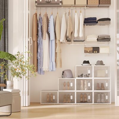 OEM Homcom Lot De 18 Boîtes Cubes De Rangement À Chaussures Modulables - Portes Transparentes, 25x35x19cm - Publicité OEM Homcom Lot De 18 Boîtes Cubes De Rangement À Chaussures Modulables - Portes Transparentes, 25x35x19cm - Publicité