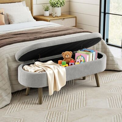 KELLANY Banc De Rangement Multifonctionnel, Tissu Chenille Doux, Pieds En Bois, Structure En Bois Massif, Capacité De Rangement De 20 L, Dimensions : 110 X 40 X 42 Cm, Idéal Pour La Chambre, Le Salon, Comme B - Publicité KELLANY Banc De Rangement Multifonctionnel, Tissu Chenille Doux, Pieds En Bois, Structure En Bois Massif, Capacité De Rangement De 20 L, Dimensions : 110 X 40 X 42 Cm, Idéal Pour La Chambre, Le Salon, Comme B - Publicité