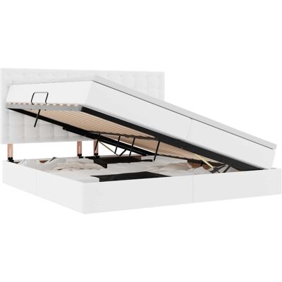 DESIGN IN Lit Double Lit Adulte Lit De Rangement Blanc Pur 200 X 200 Cm Cuir Synthétique - Publicité DESIGN IN Lit Double Lit Adulte Lit De Rangement Blanc Pur 200 X 200 Cm Cuir Synthétique - Publicité