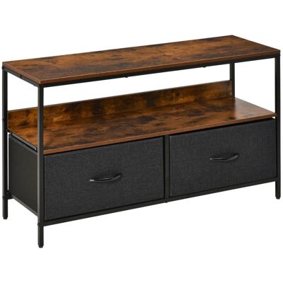 Generic Meuble Tv Bas Sur Pieds Style Industriel 2 Tiroirs En Tissu Gris Mdf Marron Rustique Et Métal Noir - Publicité Generic Meuble Tv Bas Sur Pieds Style Industriel 2 Tiroirs En Tissu Gris Mdf Marron Rustique Et Métal Noir - Publicité