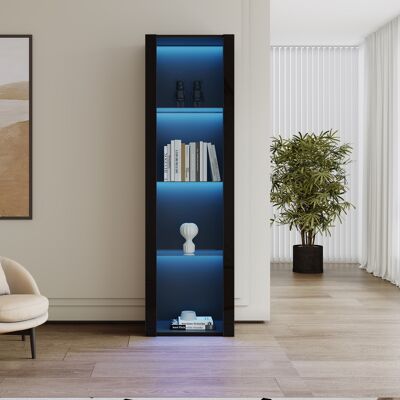 ACKERMAN Vitrine Noire Laquée Brillante Avec Éclairage Led, 3 Étagères En Verre, 55 X 38 X 166 Cm, Vitrine, Meuble Haut, Armoire De Rangement - Publicité ACKERMAN Vitrine Noire Laquée Brillante Avec Éclairage Led, 3 Étagères En Verre, 55 X 38 X 166 Cm, Vitrine, Meuble Haut, Armoire De Rangement - Publicité