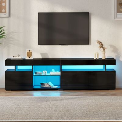 ACKERMAN Grand Meuble Tv De 180 X 35 X 45 Cm, Meuble Bas, Meuble Tv Laqué Brillant Avec 3 Portes, Clayettes Réglables En Verre Trempé, Adapté Pour Téléviseurs D'Environ 80 Pouces, Aggloméré, Noir - Publicité ACKERMAN Grand Meuble Tv De 180 X 35 X 45 Cm, Meuble Bas, Meuble Tv Laqué Brillant Avec 3 Portes, Clayettes Réglables En Verre Trempé, Adapté Pour Téléviseurs D'Environ 80 Pouces, Aggloméré, Noir - Publicité