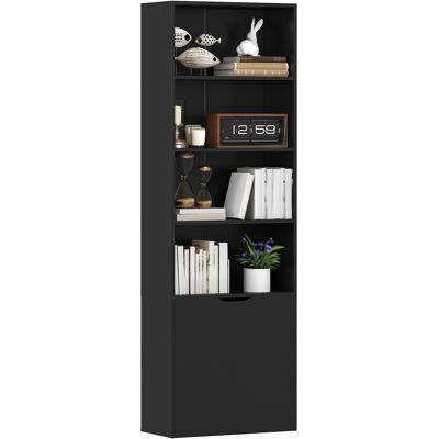 OEM Bibliothèque Armoire À Livres Avec 4 Compartiments Ouverts Et 2 Portes Pour Le Salon Et Le Bureau 59x29x180 Cm Noir - Publicité OEM Bibliothèque Armoire À Livres Avec 4 Compartiments Ouverts Et 2 Portes Pour Le Salon Et Le Bureau 59x29x180 Cm Noir - Publicité