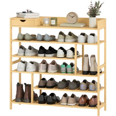 OEM Étagère À Chaussures En Bambou Naturel, Avec 6 Étagères Et Un Tiroir, Pouvant Contenir Jusqu'à 18 Paires De Chaussures. Idéale Pour Une Entrée Ou Une Chambre. Dimensions : 101 X 30 X 100 Cm. Publicité OEM Étagère À Chaussures En Bambou Naturel, Avec 6 Étagères Et Un Tiroir, Pouvant Contenir Jusqu'à 18 Paires De Chaussures. Idéale Pour Une Entrée Ou Une Chambre. Dimensions : 101 X 30 X 100 Cm. Publicité