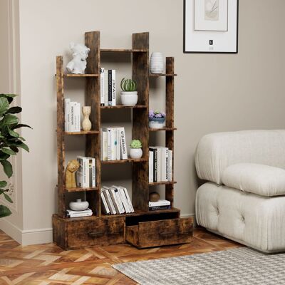 ACKERMAN Étagère À Livres Avec 2 Tiroirs, Rayonnage Ouvert Industriel Autonome, Bibliothèque Ouverte Vintage, 12 Étagères De Rangement, Bibliothèque Pour Chambre À Coucher, Salon, Bureau À Domicile, Brun Rusti - Publicité ACKERMAN Étagère À Livres Avec 2 Tiroirs, Rayonnage Ouvert Industriel Autonome, Bibliothèque Ouverte Vintage, 12 Étagères De Rangement, Bibliothèque Pour Chambre À Coucher, Salon, Bureau À Domicile, Brun Rusti - Publicité