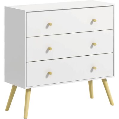 DEVOKO Commode 3 Tiroirs Scandinave Piètement Effilé Incliné Bois Pin Panneaux 80×30×80cm Blanc - Publicité DEVOKO Commode 3 Tiroirs Scandinave Piètement Effilé Incliné Bois Pin Panneaux 80×30×80cm Blanc - Publicité