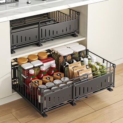 GRASSLIN Rangement Sous Évier,organiseur De Cuisine,étagère, Porte-épices,panier Coulissant En Métal,pour Cuisine, Salle Bain,chambre ((31-49 Cm Et 32-51 Cm) Noir) (31-49 Cm Cm) Noir - Publicité GRASSLIN Rangement Sous Évier,organiseur De Cuisine,étagère, Porte-épices,panier Coulissant En Métal,pour Cuisine, Salle Bain,chambre ((31-49 Cm Et 32-51 Cm) Noir) (31-49 Cm Cm) Noir - Publicité