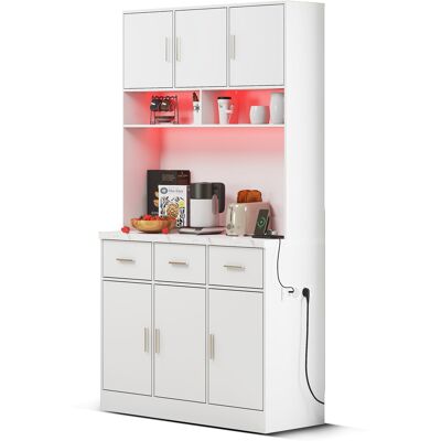 ACKERMAN Buffet Multifonctionnel De 100 X 40 X 180 Cm Avec Éclairage Led Et Commande Par Application, Tiroirs, Étagères Réglables, Passe-câbles Et Prises Électriques, Idéal Pour Les Cuisines Et Les Salles À Ma - Publicité ACKERMAN Buffet Multifonctionnel De 100 X 40 X 180 Cm Avec Éclairage Led Et Commande Par Application, Tiroirs, Étagères Réglables, Passe-câbles Et Prises Électriques, Idéal Pour Les Cuisines Et Les Salles À Ma - Publicité