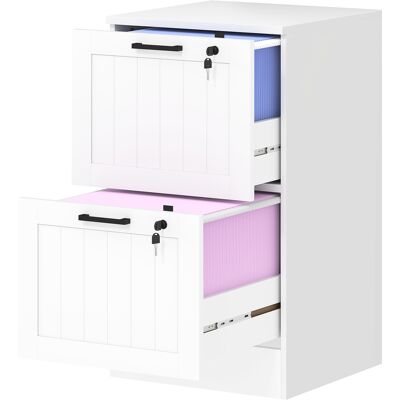 OEM Caisson De Bureau Bois 2 Tiroirs Serrure Barres Suspension Réglables 40x40x71 Cm Blanc - Publicité OEM Caisson De Bureau Bois 2 Tiroirs Serrure Barres Suspension Réglables 40x40x71 Cm Blanc - Publicité
