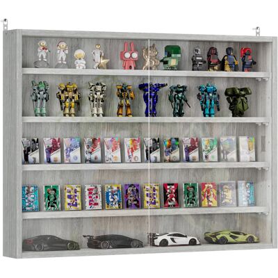 ARRIGONI Vitrine Murale Pour Objets De Collection 4 Étagère Réglables En Hauteur Et 2 Portes Coulissantes 80 X 9,5 X 60 Cm Gris - Publicité ARRIGONI Vitrine Murale Pour Objets De Collection 4 Étagère Réglables En Hauteur Et 2 Portes Coulissantes 80 X 9,5 X 60 Cm Gris - Publicité