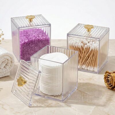 GRASSLIN 3 Supports Carrés, Acrylique Blanc, Organisateur Cosmétique, Pour Coton-tiges Fil Dentaire, Salle De Bain - Publicité GRASSLIN 3 Supports Carrés, Acrylique Blanc, Organisateur Cosmétique, Pour Coton-tiges Fil Dentaire, Salle De Bain - Publicité