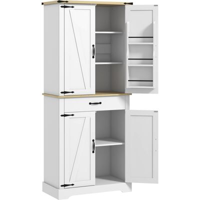OEM Armoire Cuisine 4 Portes 6 Étagères À Porte 1 Tiroir Étagères Réglables 76,5x40x181 Cm Blanc - Publicité OEM Armoire Cuisine 4 Portes 6 Étagères À Porte 1 Tiroir Étagères Réglables 76,5x40x181 Cm Blanc - Publicité