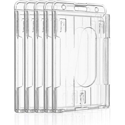 OEM Lot De 5 Porte-badge Vertical 2 Cartes, Fente Pouce, Polycarbonate Transparent Rigide, Pour Bureau École - Publicité OEM Lot De 5 Porte-badge Vertical 2 Cartes, Fente Pouce, Polycarbonate Transparent Rigide, Pour Bureau École - Publicité