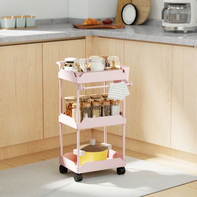 OEM Chariot Utilitaire À 3 Niveaux, Chariot De Cuisine Avec Paniers Amovibles Et Porte-serviettes, Rose - Publicité OEM Chariot Utilitaire À 3 Niveaux, Chariot De Cuisine Avec Paniers Amovibles Et Porte-serviettes, Rose - Publicité