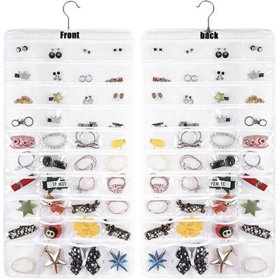 OEM Organisateur De Bijoux À Suspendre Double Face : Organisateur De Bijoux À Suspendre, 80 Petites Cellules, Porte-boucles D'Oreilles, Sac De Rangement - Publicité OEM Organisateur De Bijoux À Suspendre Double Face : Organisateur De Bijoux À Suspendre, 80 Petites Cellules, Porte-boucles D'Oreilles, Sac De Rangement - Publicité